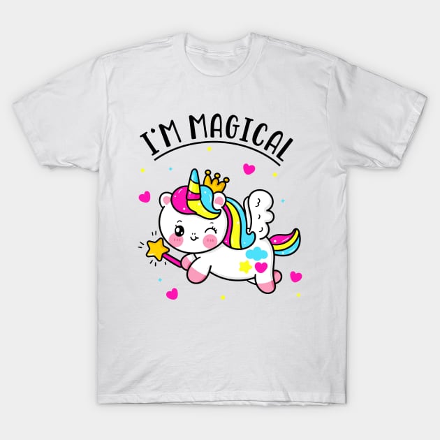 Magical Cute Chibi Unicorn Girl T-Shirt by Foxxy Merch